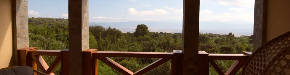 Ngorongoro Rim Lodge balcony outlook