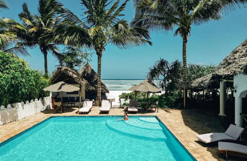 Hotel pool and beachfront