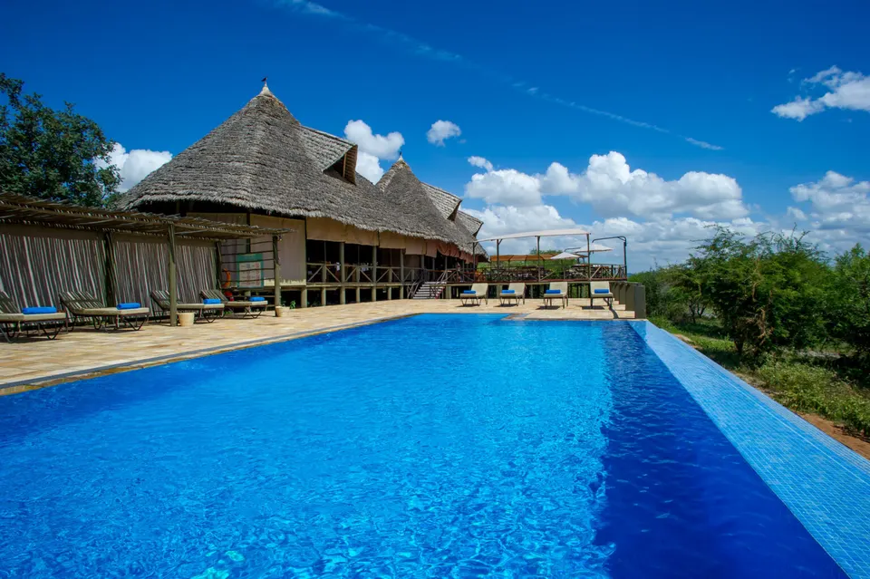 Lake Burunge Tented Lodge pool and main building
