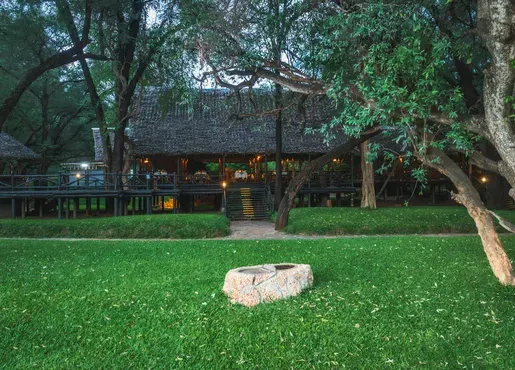 Riverside camp garden and shared building