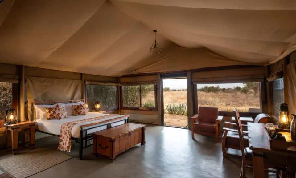 Superb Tent bedroom and sitting space
