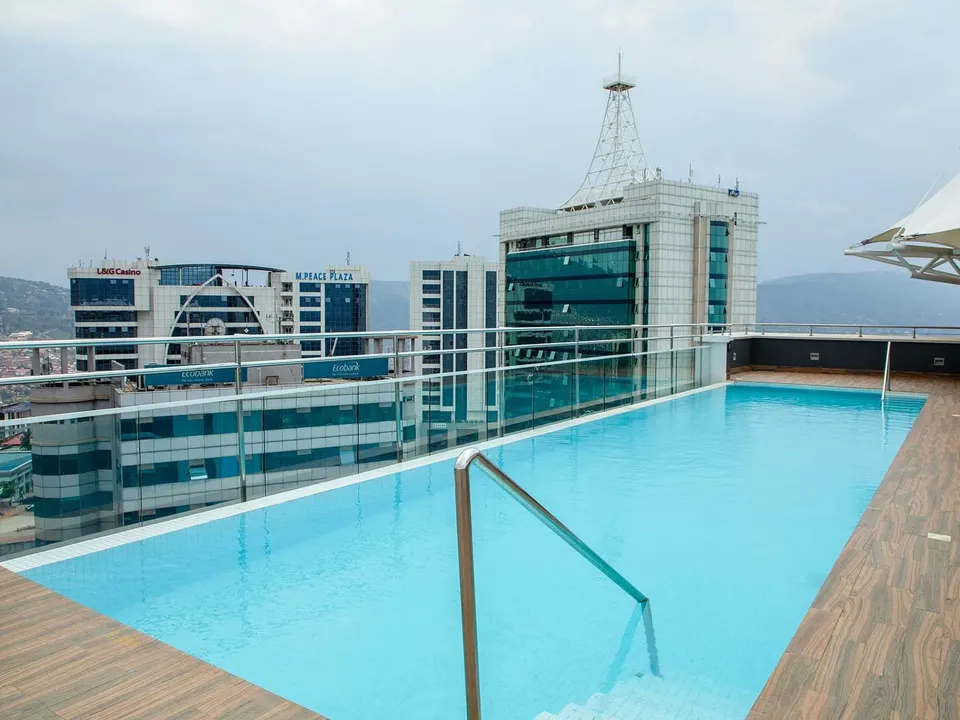 Ubumwe Grande rooftop pool with Kigali city view