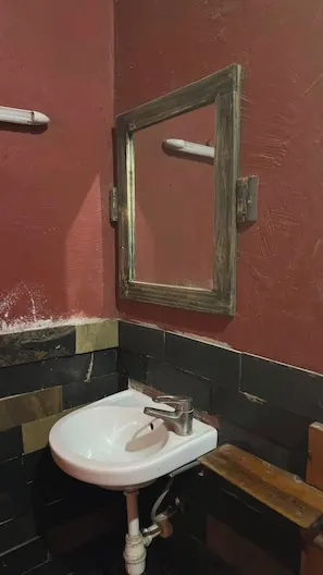 Bathroom basin and mirror