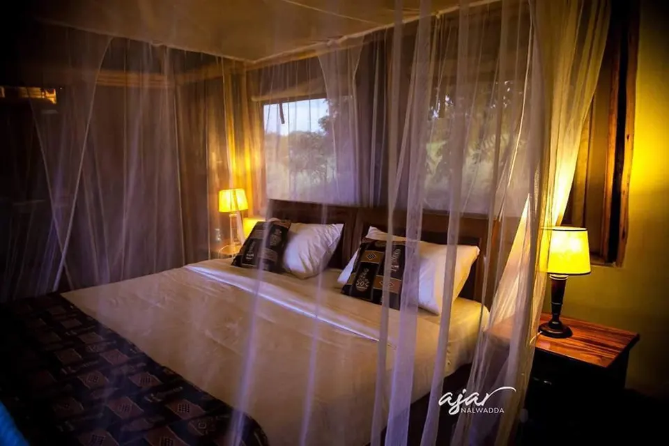 Double-bed cottage interior