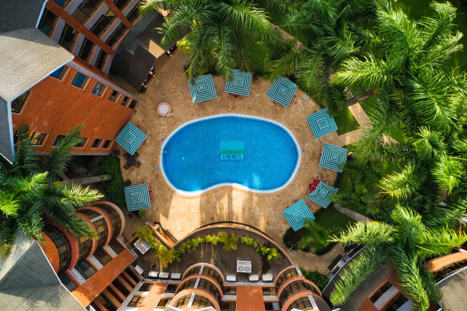 Kibo Palace Arusha garden pool from above