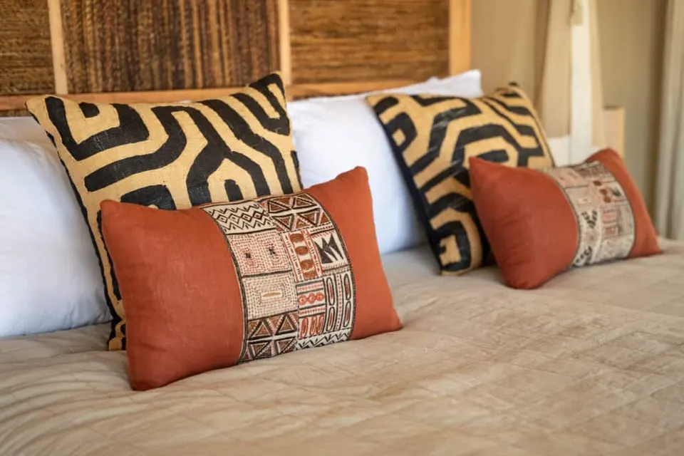 Bed and cushions