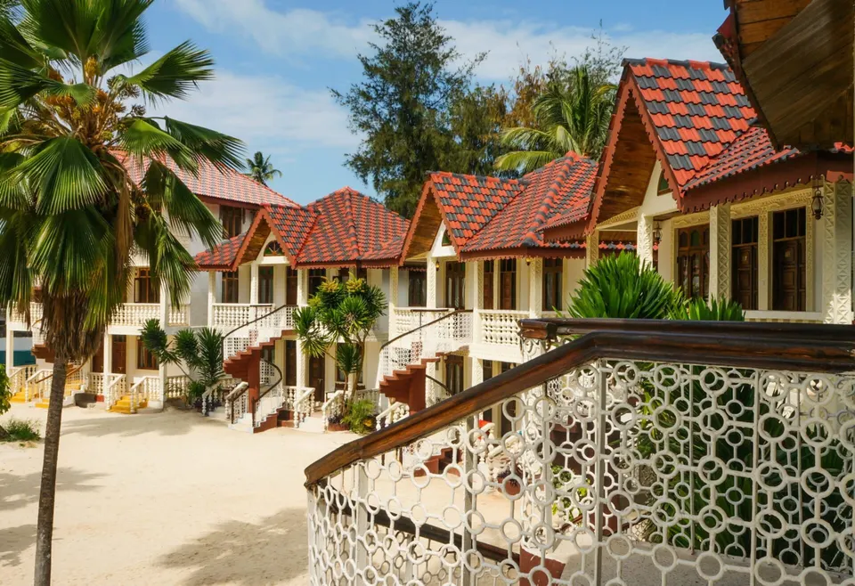 Guest-room buildings and carved balcony railings