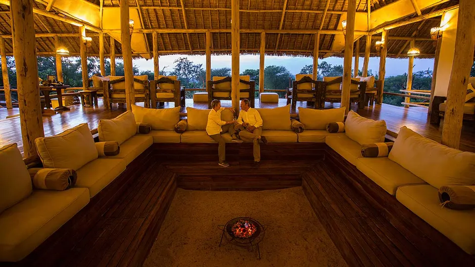 Tarangire Treetops main lounge and firepit