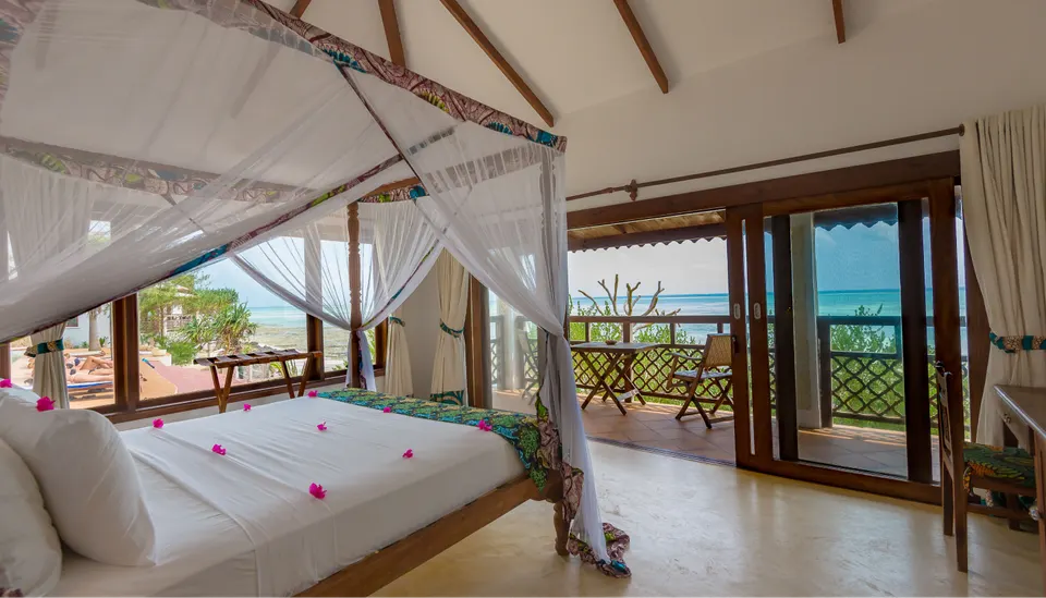 Ocean-facing guest room and balcony