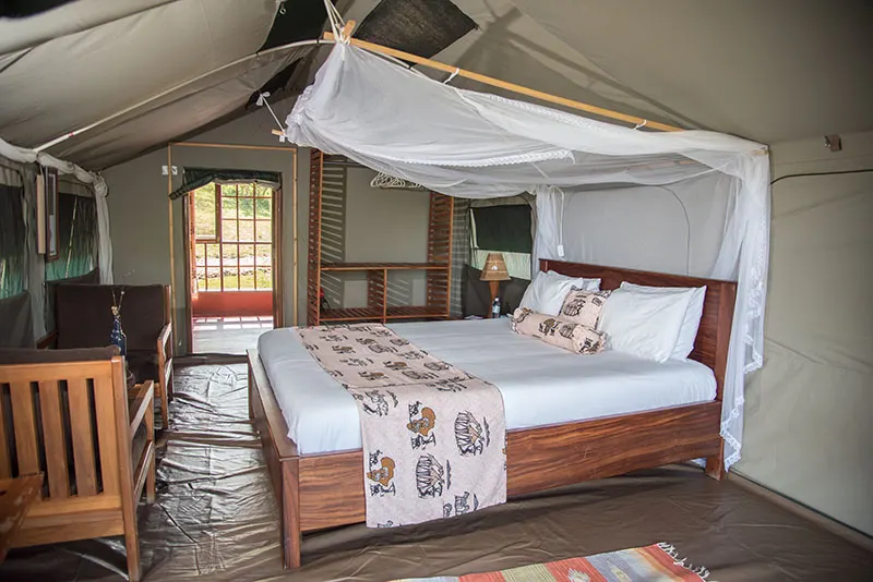 Twiga Safari Lodge tented double bedroom with netted bed