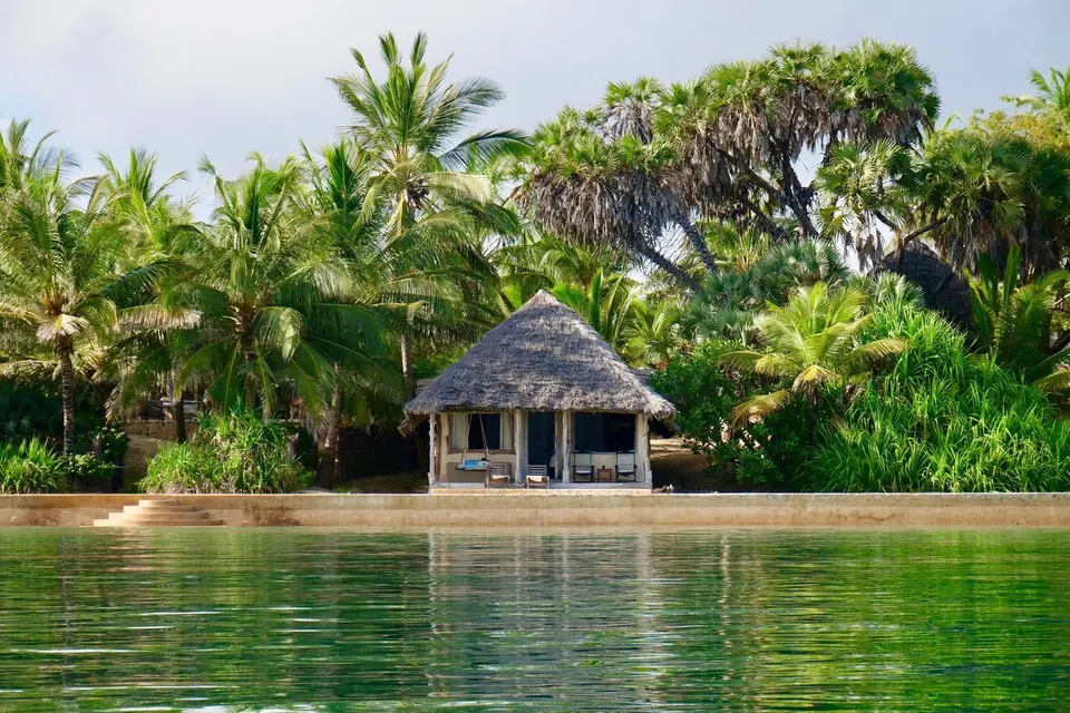 Manda Bay beachfront accommodation seen from the water