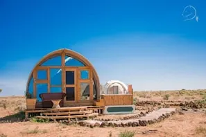 Little Amanya tent exterior with raised deck