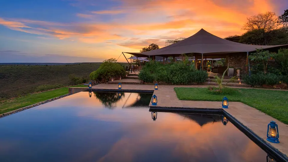 Loisaba Tented Camp infinity pool and shared pavilion