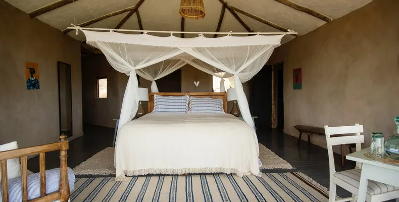Open-fronted adult bedroom