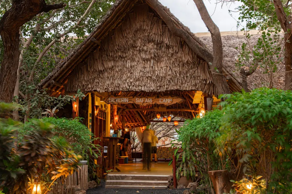 Severin Safari Camp thatched building entrance