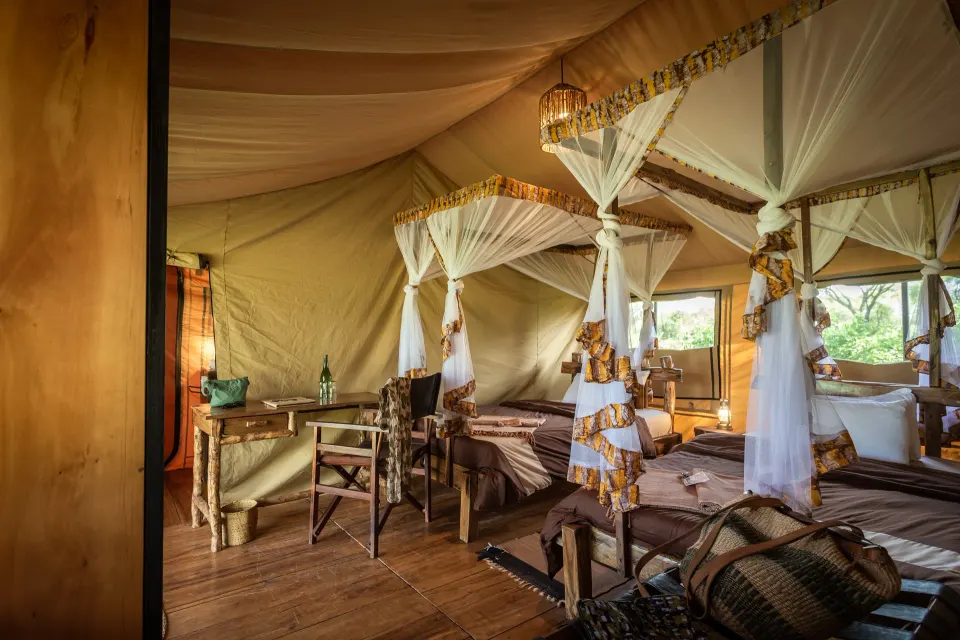Twin tent interior
