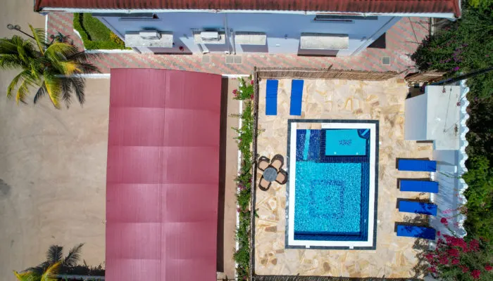 Sunny Palms private-pool villa from above
