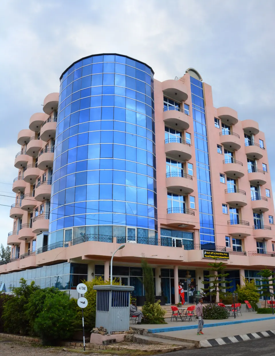 hotel name visible on facade
