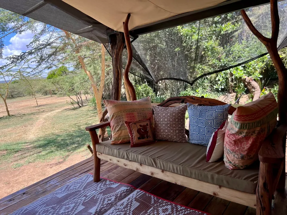 Ekorian’s Mugie tent seating and bush outlook