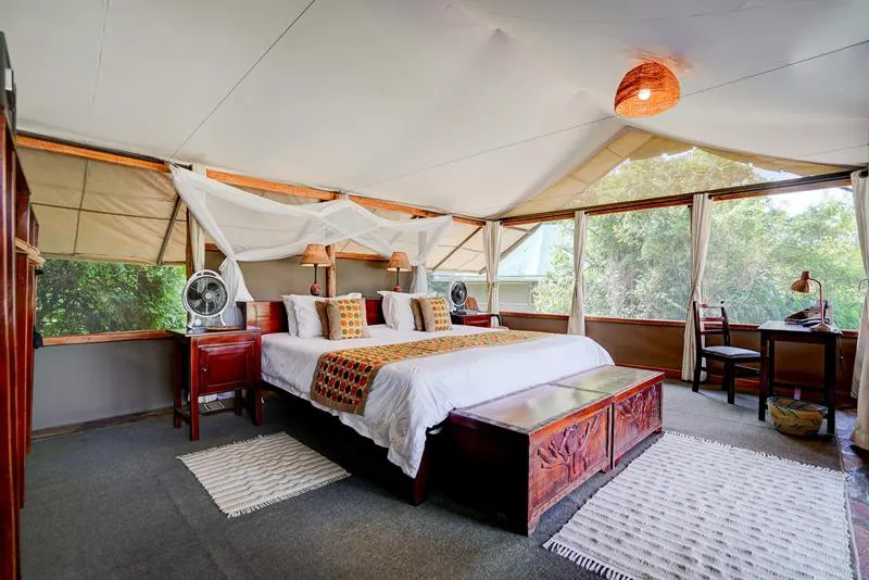 Tent-styled double room interior