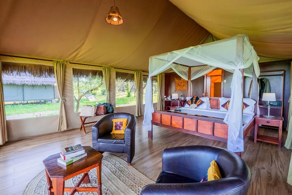 Tarangire Simba tent bedroom and seating