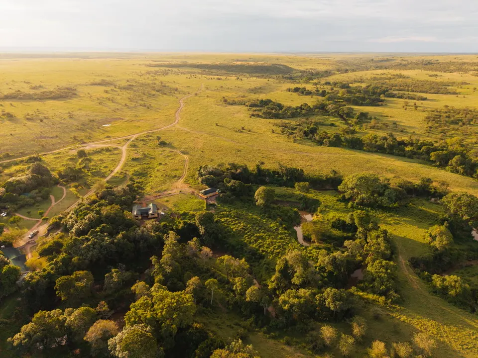 Aerial view of camp and conservancy