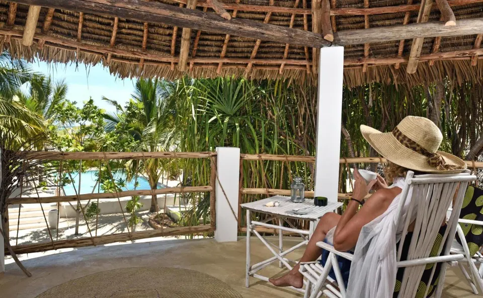 Covered beach-facing veranda