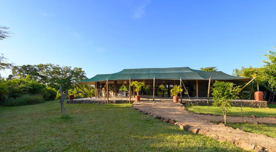 Mess tent and lawn
