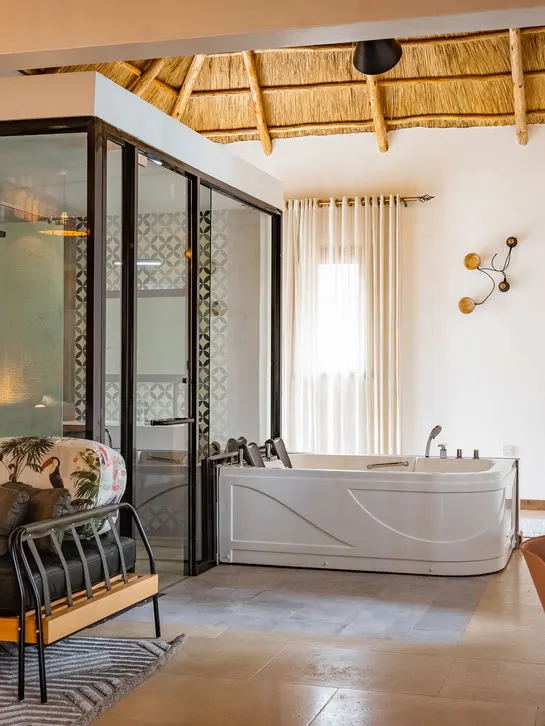 Accommodation bathroom and balcony opening