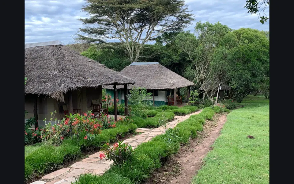 Camp buildings and garden path