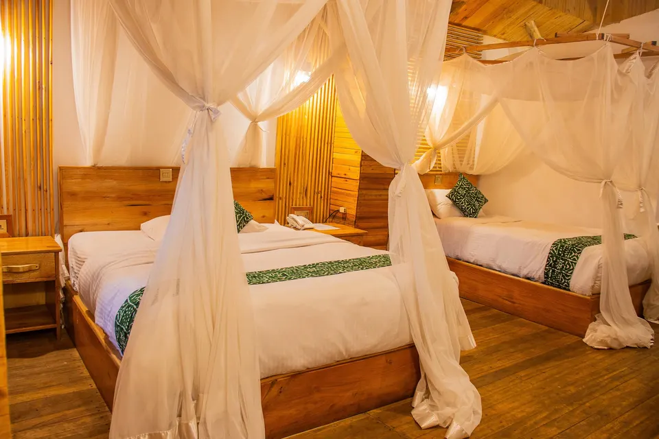 Multiple-bed cottage interior