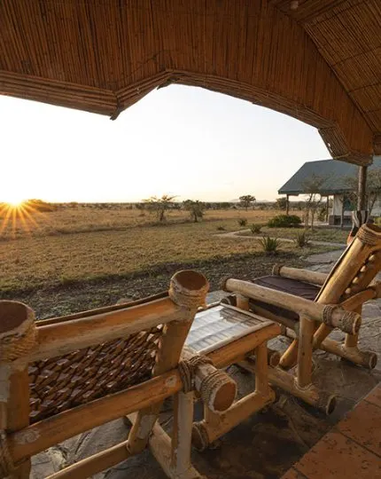 Covered veranda seating overlooking the plains