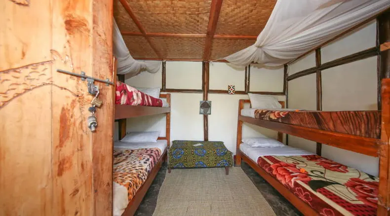 Four-bed dormitory with bunk beds