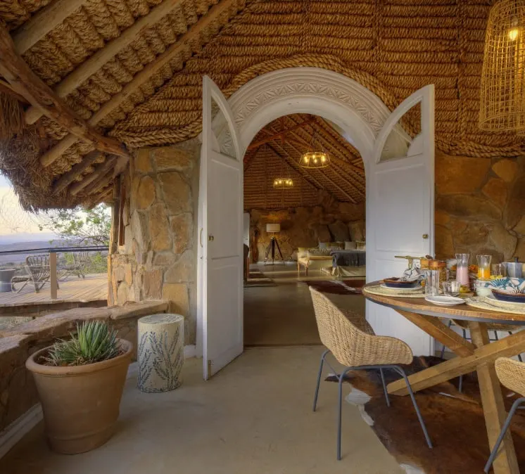 Acacia covered terrace and dining space