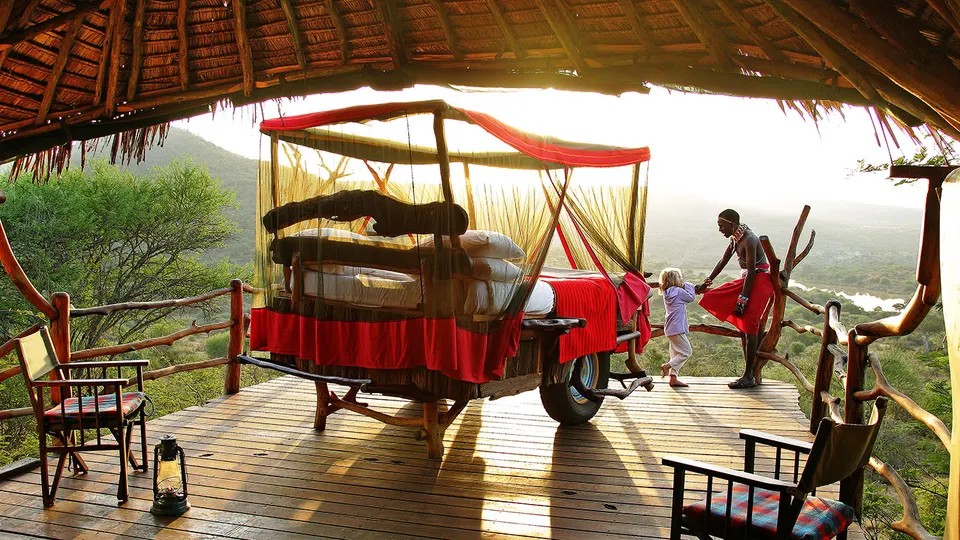 Loisaba Star Beds wheeled bed under thatch