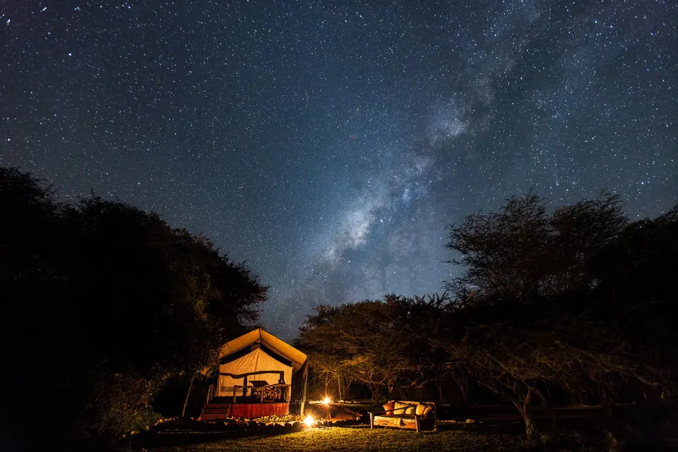Premium Safari Tent beneath the night sky