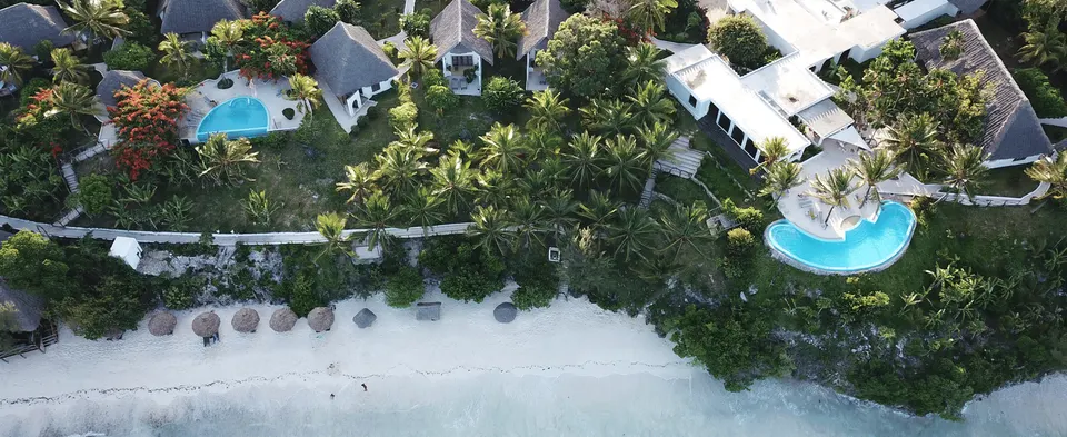 Aerial view of Shooting Star beside the beach