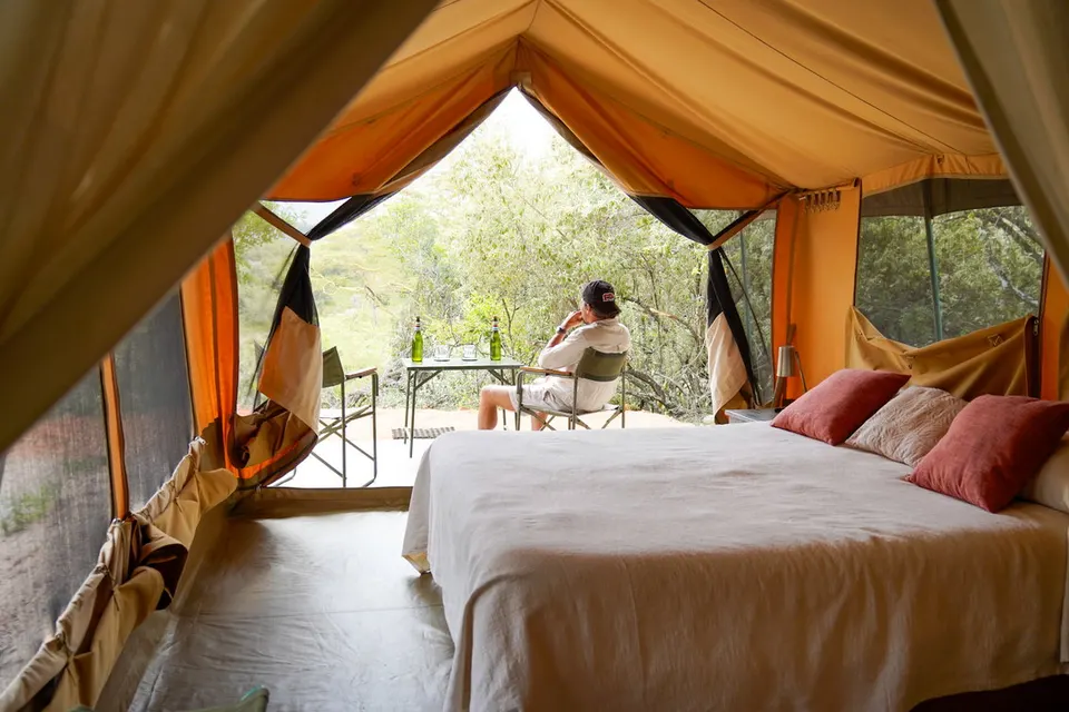 Guest tent bedroom and veranda