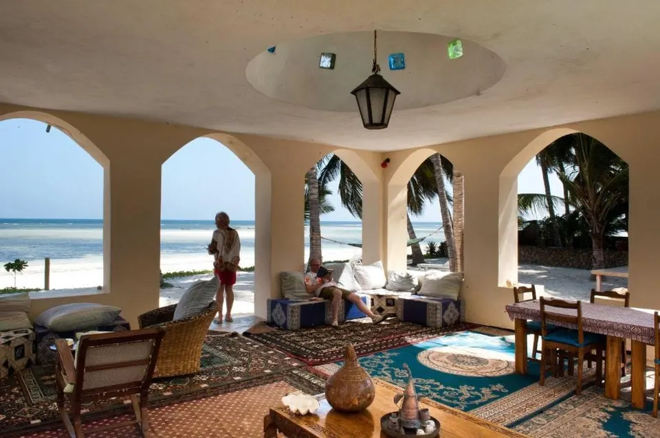 Sawa Sawa Beach House open communal sitting area facing the sea