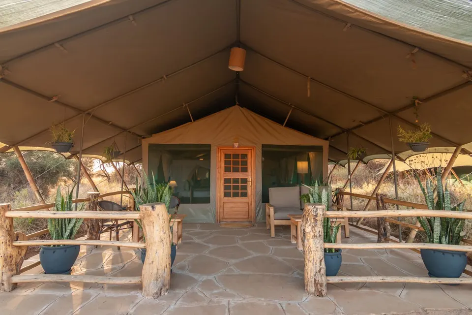 Kibo tent entrance and covered veranda