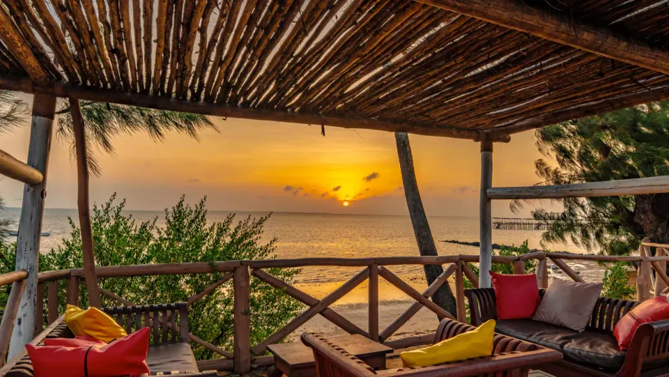 Zanzibar Bay seaside terrace at sunrise