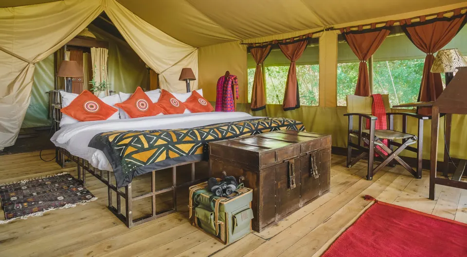 Classic tent bedroom and sitting area