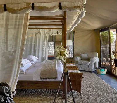 Little Chem Chem guest tent bedroom with canopy bed