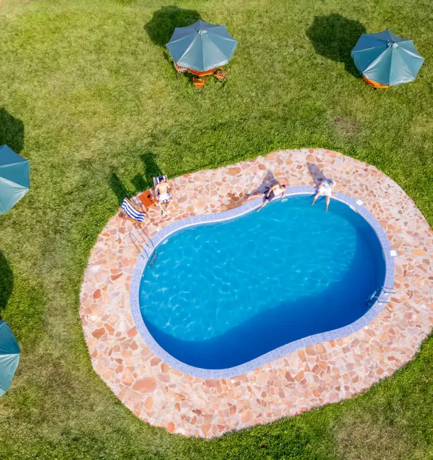Aerial view of Mtito swimming pool and lawn