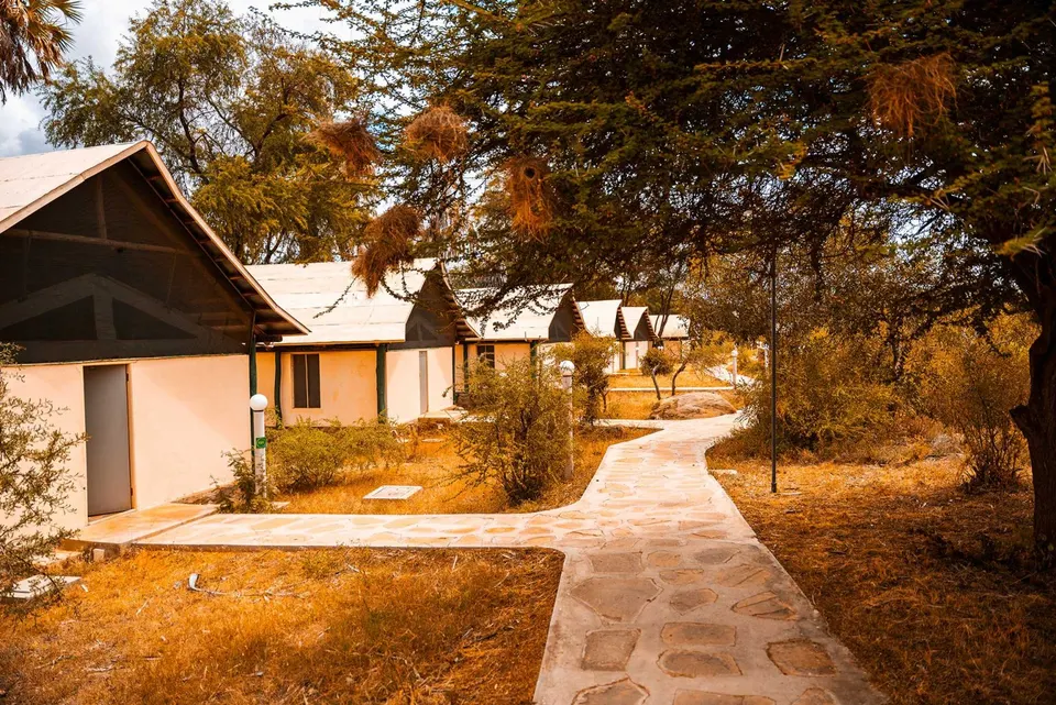 Man Eaters Lodge tent exteriors