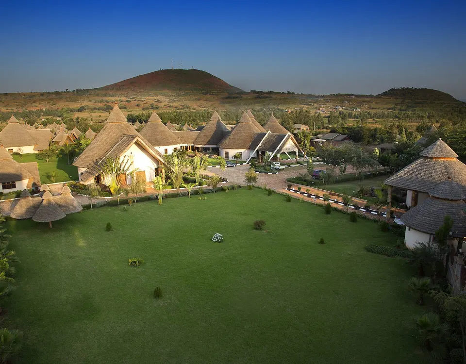 Farm of Dreams Lodge aerial garden setting