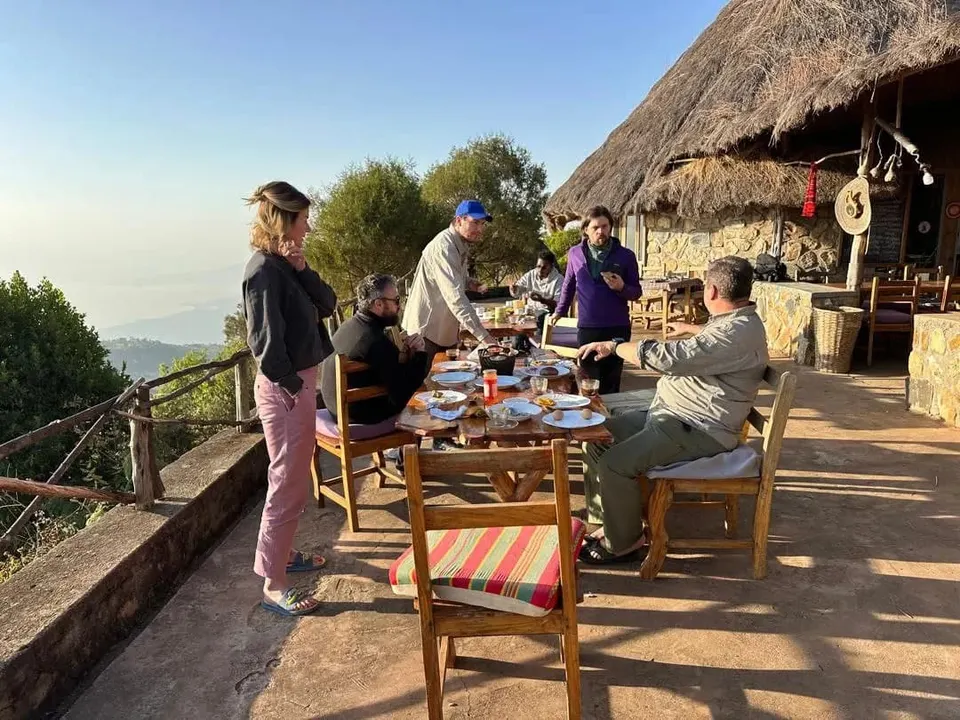 Restaurant terrace and lodge building