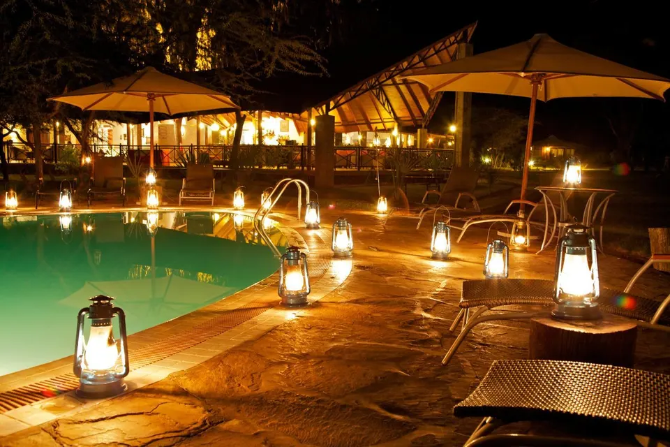 Camp pool at night
