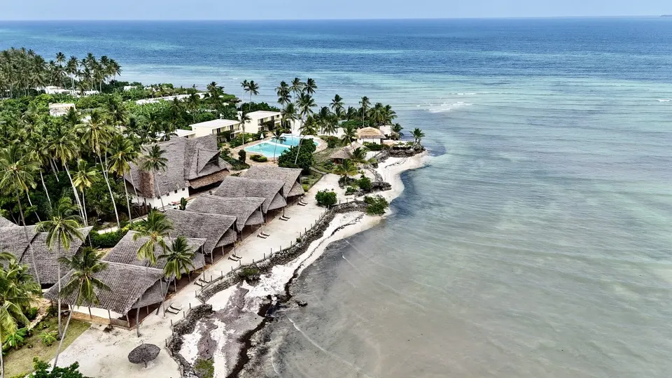 Maharaja resort and coastline from above
