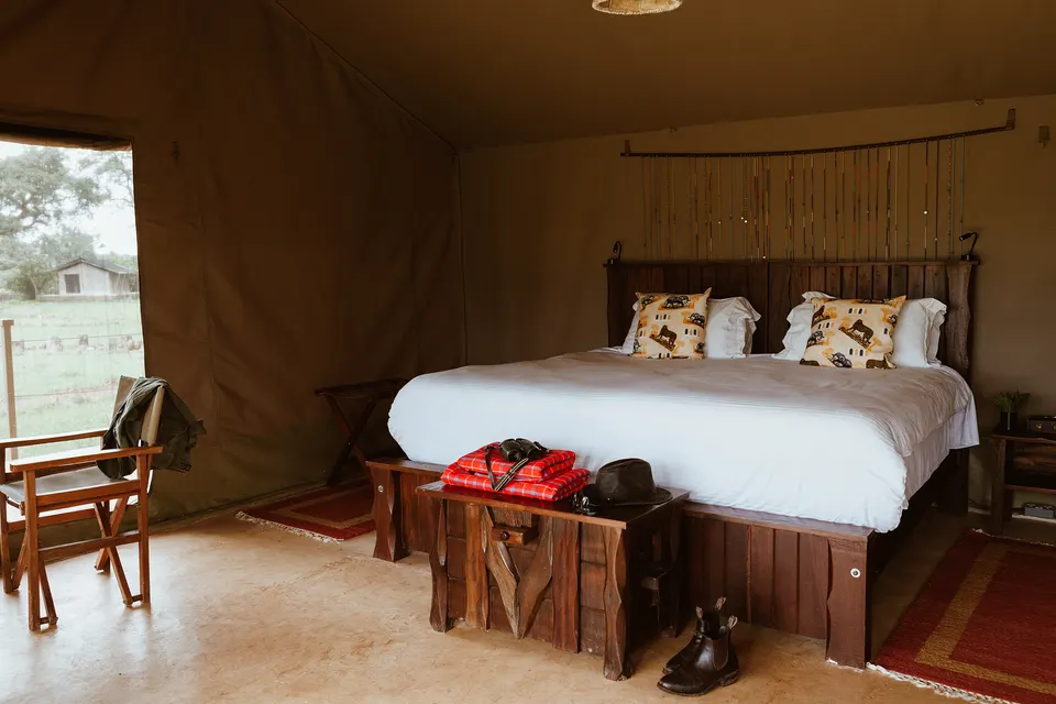 Double tent interior at Basecamp Adventure
